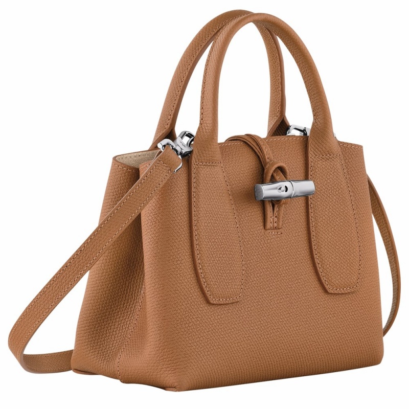 Brown Longchamp Roseau S Women's Handbags